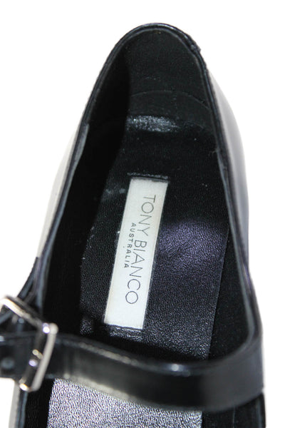 Tony Bianco Womens Leather Square Toe Mary Jane Block Heels Black Size 7.5