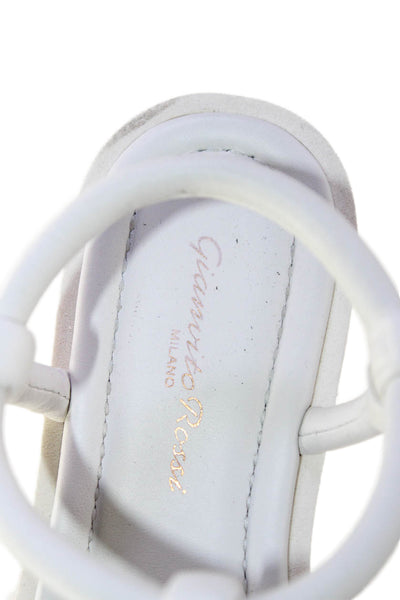 Gianvito Rossi Womens Leather Platform Open Toe T Strap Sandals White Size 7.5