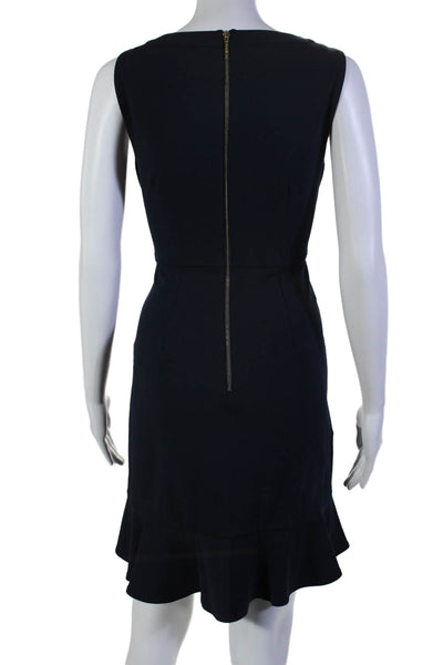 Karl Lagerfeld Womens Back Zip Sleeveless V Neck Peplum Dress Navy Blue Size 2