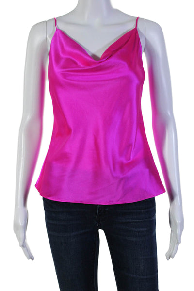 Generation Love Womens Spaghetti Strap Draped Silk Tank Top Hot Pink Size XS