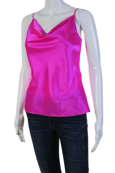 Generation Love Womens Spaghetti Strap Draped Silk Tank Top Hot Pink Size XS