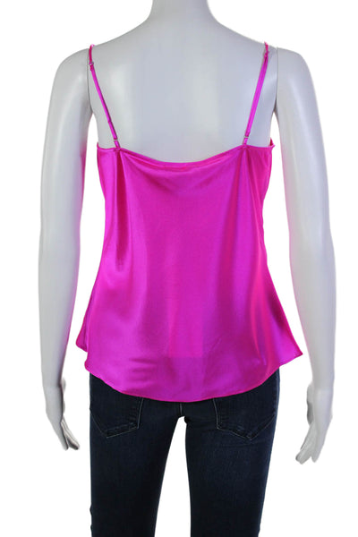 Generation Love Womens Spaghetti Strap Draped Silk Tank Top Hot Pink Size XS