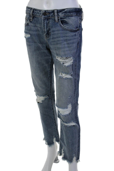 Hidden Womens Cotton Denim Distressed Mid-Rise Skinny Jeans Blue Size 26