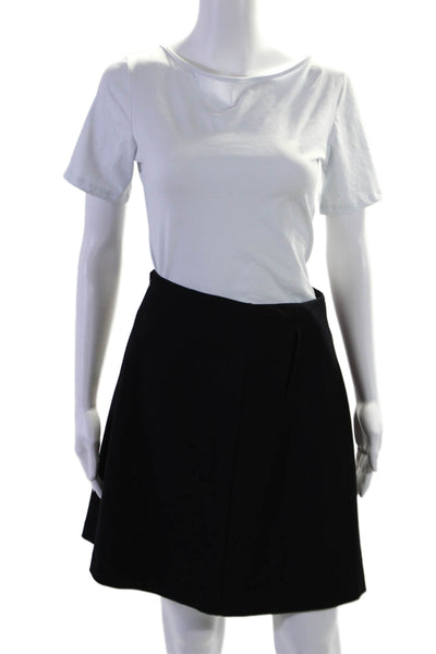 D. Exterior Women's Pleated  Line Flare Zip Closure Mini Skirt Black Size XS