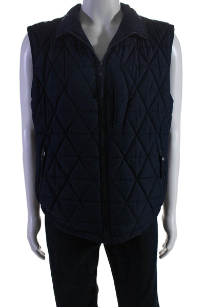 Marc Andrew Marc Mens Textured Mock Neck Sleeveless Full Zip Vest Jacket Navy Si