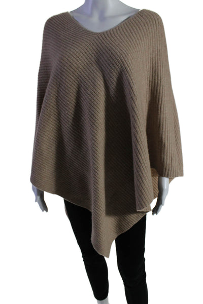 Joie Womens Crochet Knit V Neck Poncho Sweater Brown Wool Size M/L