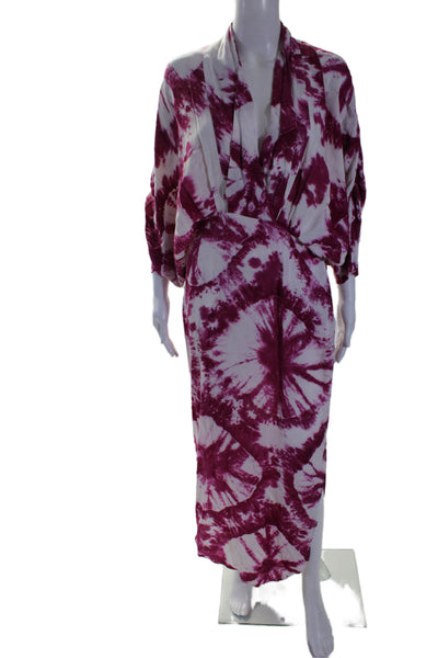 S/W/F Womens Magenta Tie Dye Plunge Dress Pink Size 6 15319621