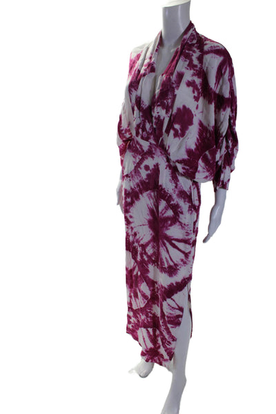 S/W/F Womens Magenta Tie Dye Plunge Dress Pink Size 6 15319621