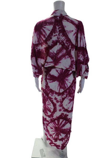 S/W/F Womens Magenta Tie Dye Plunge Dress Pink Size 4 15319472