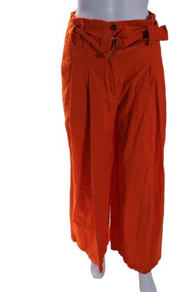 Eudon Choi Collective Womens High Waist Pleated Pants Orange Size 10 15576965