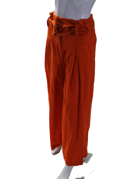 Eudon Choi Collective Womens High Waist Pleated Pants Orange Size 10 15576965