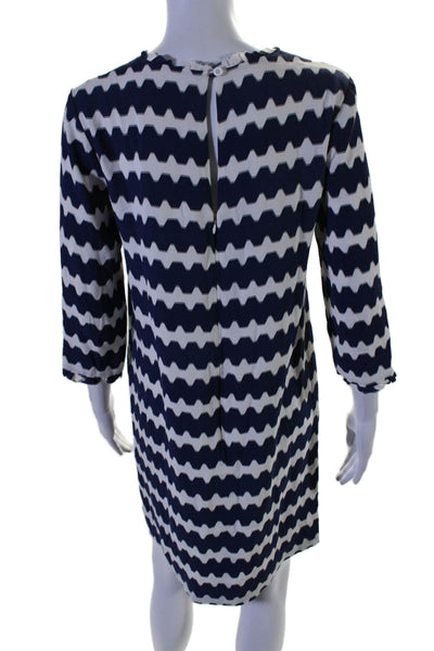 Kate Spade New York Womens Long Sleeve Striped Shift Dress Blue Size 4