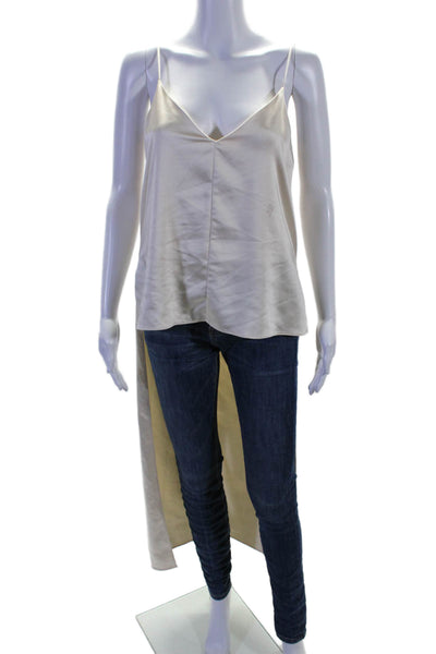 Obando Collective Womens Cream High Low Tank Top Off-White Size 12 15484434