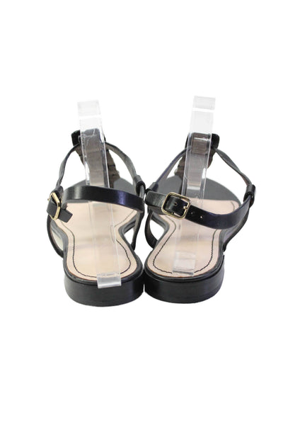 Pour la Victoire Womens Ankle T Strap Sandals Black Leather Size 10