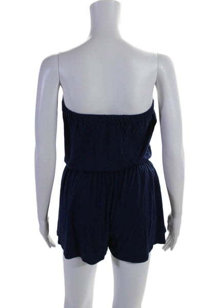 Rachel Pally Womens Strapless Elastic Waistband Knit Romper Navy Blue Medium