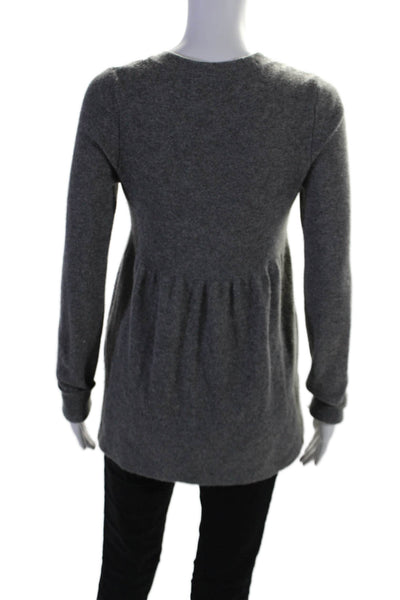 Vince Womens Button Front Scoop Neck Cashmere Cardigan Sweater Gray Size Small