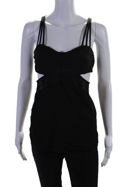 Lululemon Womens V Neck Strappy Back Stretch Knit Tank Top Black Size 6