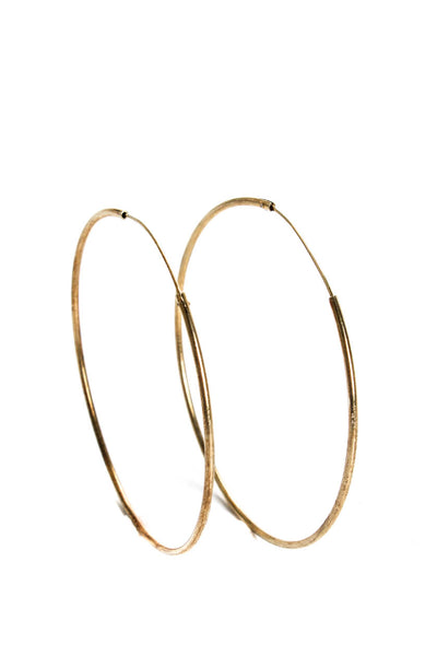 Designer Womens Gold Plated Sterling Silver Thin Tube Hoop Earrings 3.9g