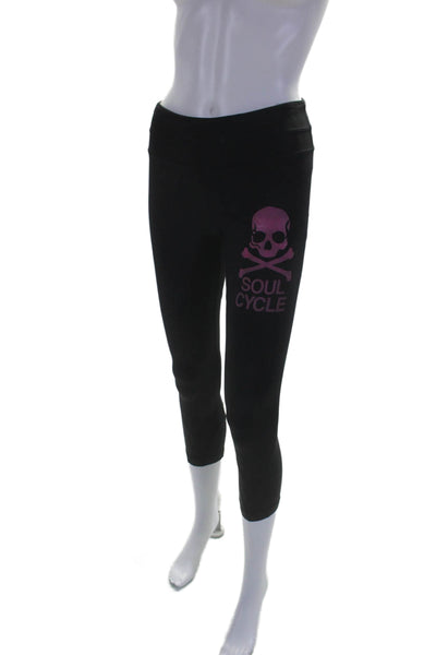 Soul Cycle Women's High Waist Full Length Scull Print Leggings Black Size S