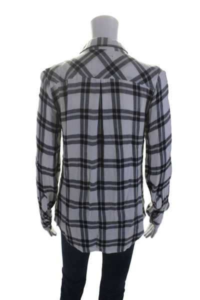 Rails Women's Collared Long Sleeves Button Down Plaid Shirt Black Size S