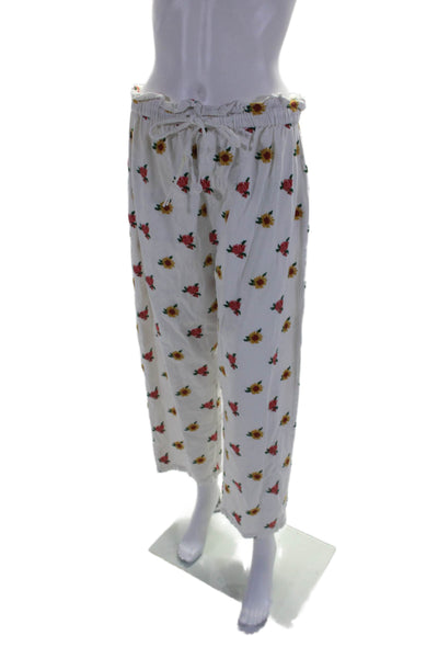 FARM Rio Womens Mixed Flowers Embroidered Pants White Size 6 15075727