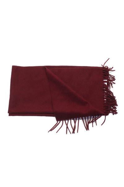 Loro Piana Unisex Adults Cashmere Fringe Trim Neck Scarf Burgundy 70X17.5"