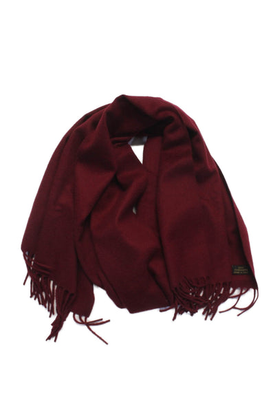 Loro Piana Unisex Adults Cashmere Fringe Trim Neck Scarf Burgundy 70X17.5"