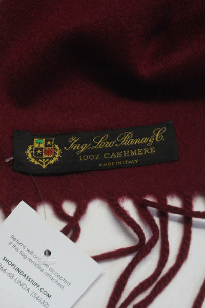 Loro Piana Unisex Adults Cashmere Fringe Trim Neck Scarf Burgundy 70X17.5"