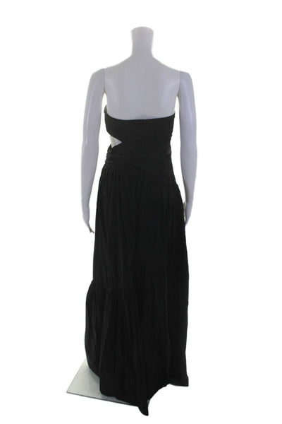 A.L.C. Womens Cotton Black Strapless Cut Out Tiered A-Line Dress Size 4