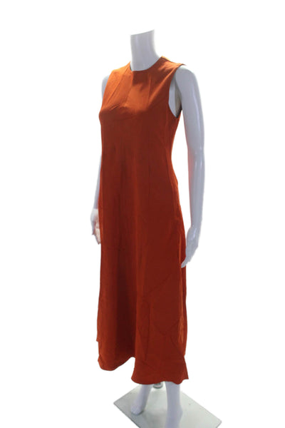 Zara Womens Orange Crew Neck Zip Back Sleeveless A-Line Dress Size S