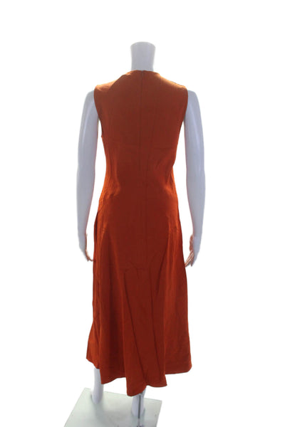 Zara Womens Orange Crew Neck Zip Back Sleeveless A-Line Dress Size S