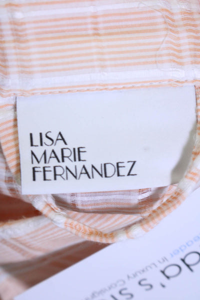 Lisa Marie Fernandez Womens Button Front Collared Plaid Dress Peach White Size 2