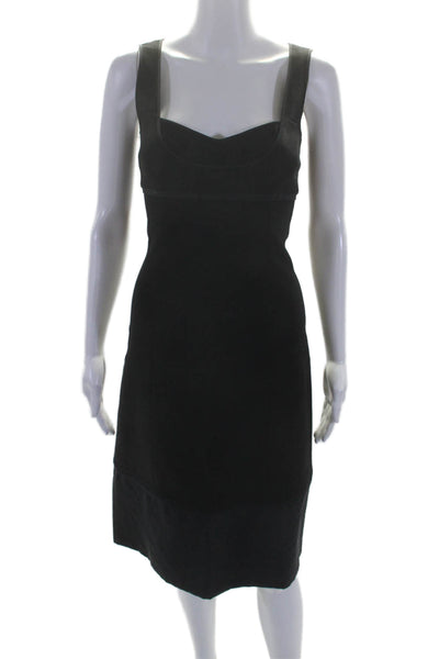 Narciso Rodriguez Womens Back Zip Sleeveless V Neck Sheath Dress Black Size 4