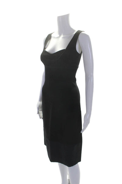 Narciso Rodriguez Womens Back Zip Sleeveless V Neck Sheath Dress Black Size 4