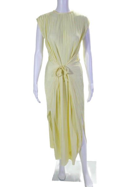 Atlein Collective Womens Plisse Midi Dress Yellow Size 4 15589123