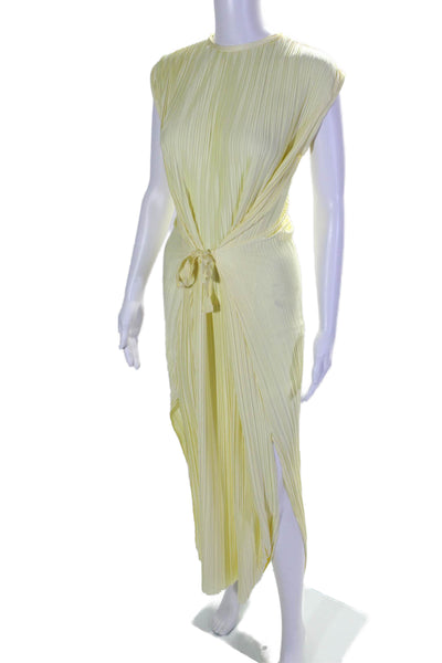 Atlein Collective Womens Plisse Midi Dress Yellow Size 4 15589123