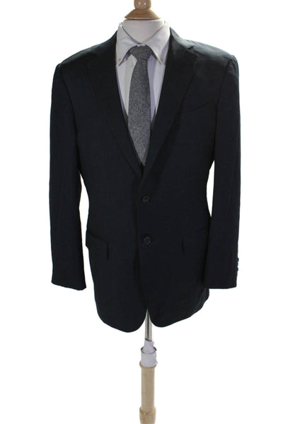 Ermenegildo Zegna Mens Collared Long Sleeves Line Two Button Jacket Blue Size 52