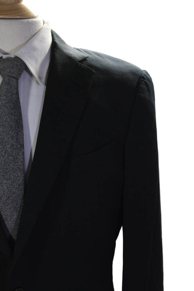 Ermenegildo Zegna Mens Collared Long Sleeves Line Two Button Jacket Blue Size 52