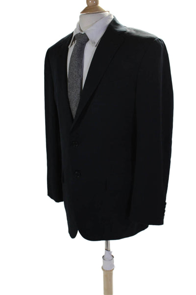 Ermenegildo Zegna Mens Collared Long Sleeves Line Two Button Jacket Blue Size 52