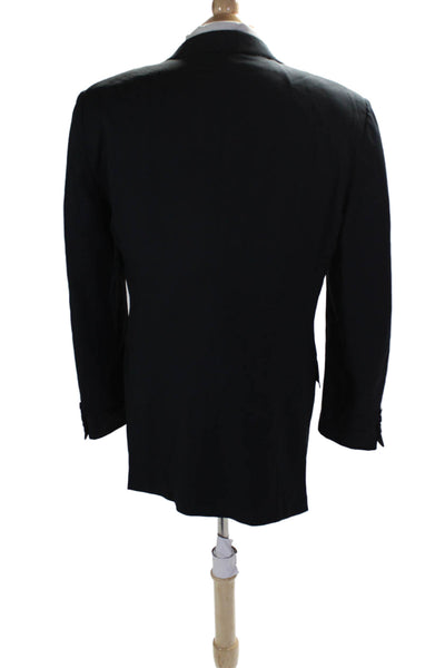 Ermenegildo Zegna Mens Collared Long Sleeves Line Two Button Jacket Blue Size 52