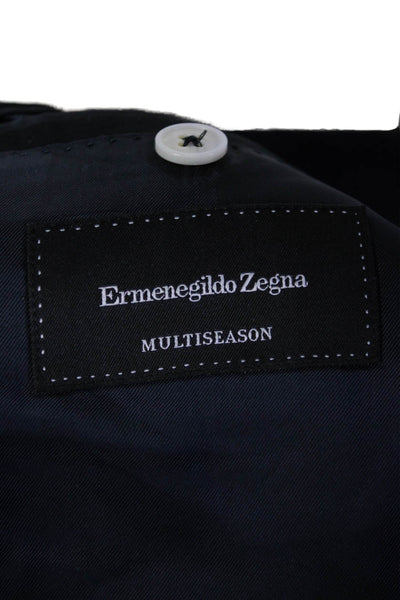 Ermenegildo Zegna Mens Collared Long Sleeves Line Two Button Jacket Blue Size 52