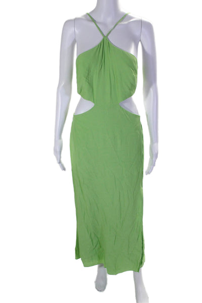 Louna Womens Halter Cutout Midi Dress Green Size 4 15986083