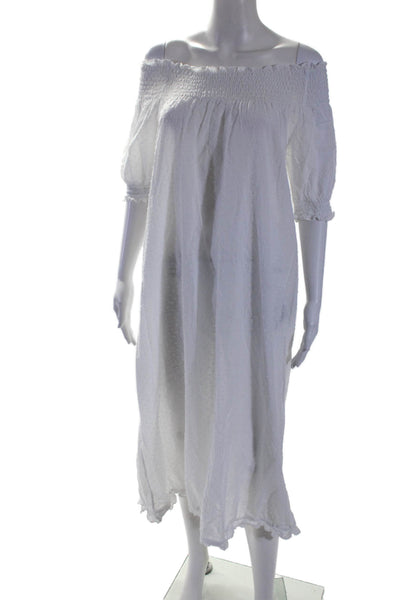 Hill House Womens Cotton Off Shoulder Short Sleeve Maxi Dress White Size S