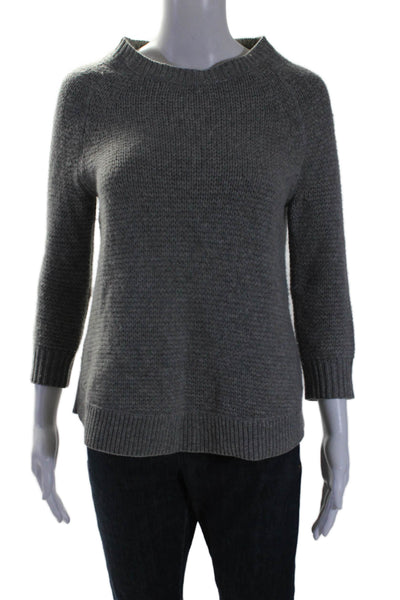 J Crew Womens Cashmere Long Sleeve Crewneck Pullover Sweater Gray Size XS