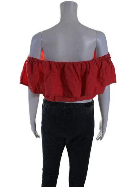 Trina Turk Womens Terrace Off the Shoulder Top Orange Size 4 14765999