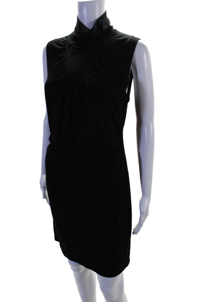 Theory Womens Sleeveless Mock Neck Mini Sheath Dress Black Wool Size Large