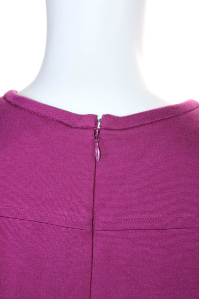 Nanette Lepore Womens Back Zip 3/4 Sleeve Crew Neck Shift Dress Magenta Size 6