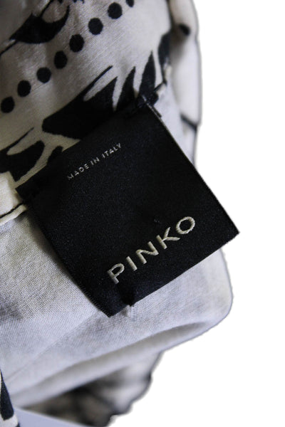 Pinko Womens Button Front Collared Bandana Printed Shirt White Black Size Small