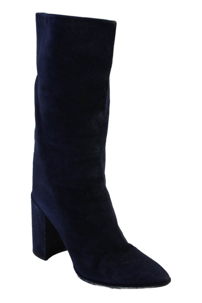 Stuart Weitzman Womens Slip On Block Heel Knee High Boots Blue Suede Size 9M