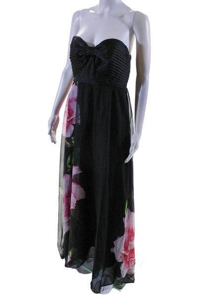 One33 Social Womens Chiffon Strapless Gown Black Size 4 16417654